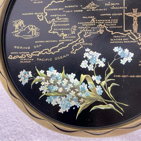 Vintage Round Metal Alaska Collectible Souvenir Tray Decor - Picture 4 of 7